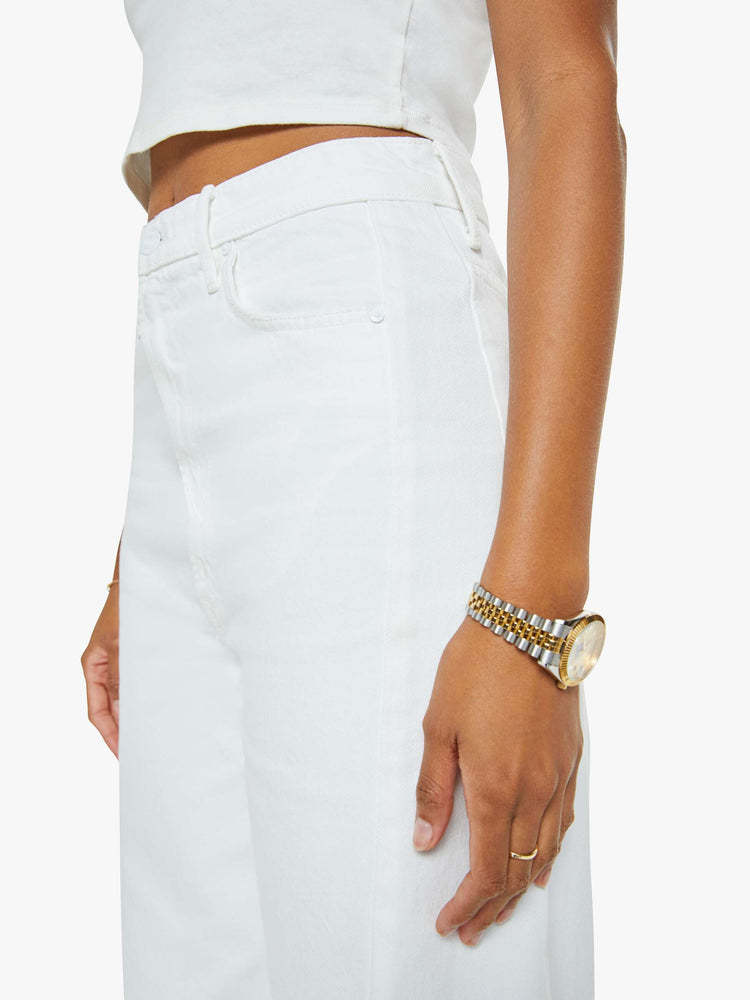 Mother Wide Leg Cotton Denim Jeans In Gray