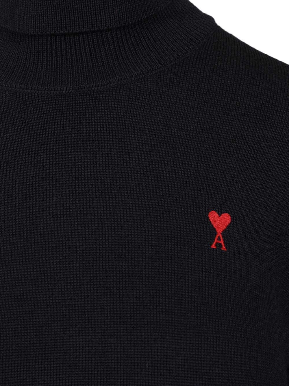 Ami Alexandre Mattiussi Wool Merinos Adc Sweater Knitwear Blue In Black