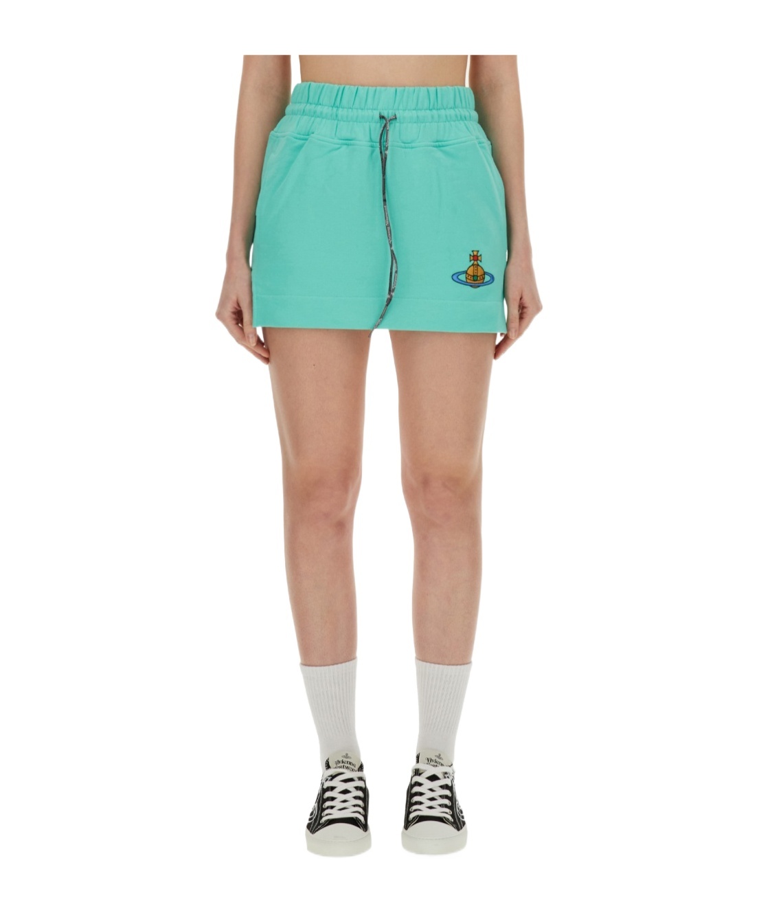 Vivienne Westwood Orb-embroidered Cotton Miniskirt In Multicolor