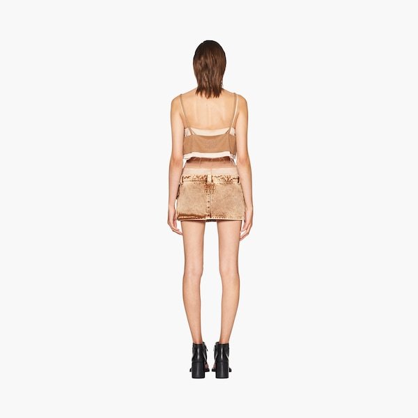 Shop Miu Miu Denim Miniskirt In Nude