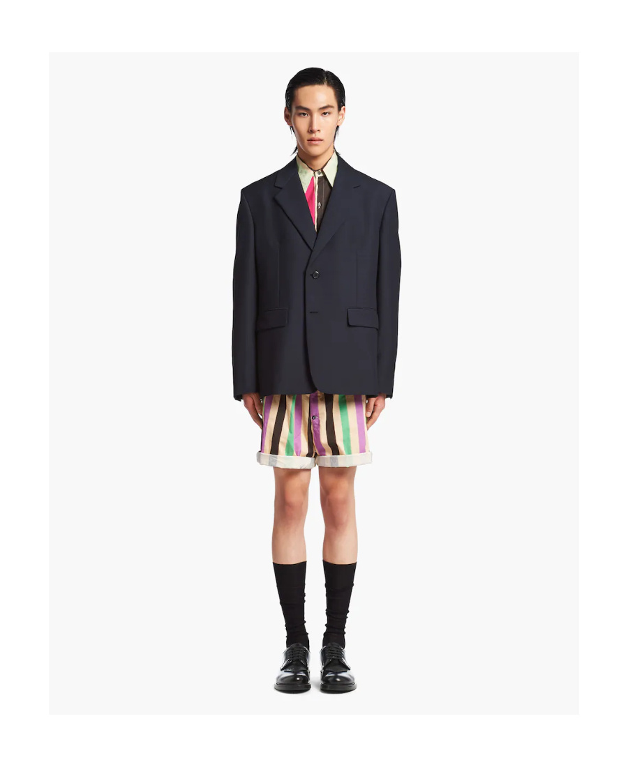 Prada Navy Single Breasted Blazer In Blue