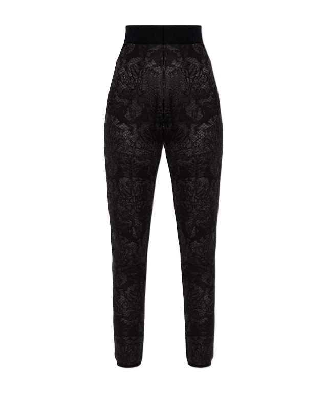 Shop Fabiana Filippi Lace Detail Slim Pants In Black