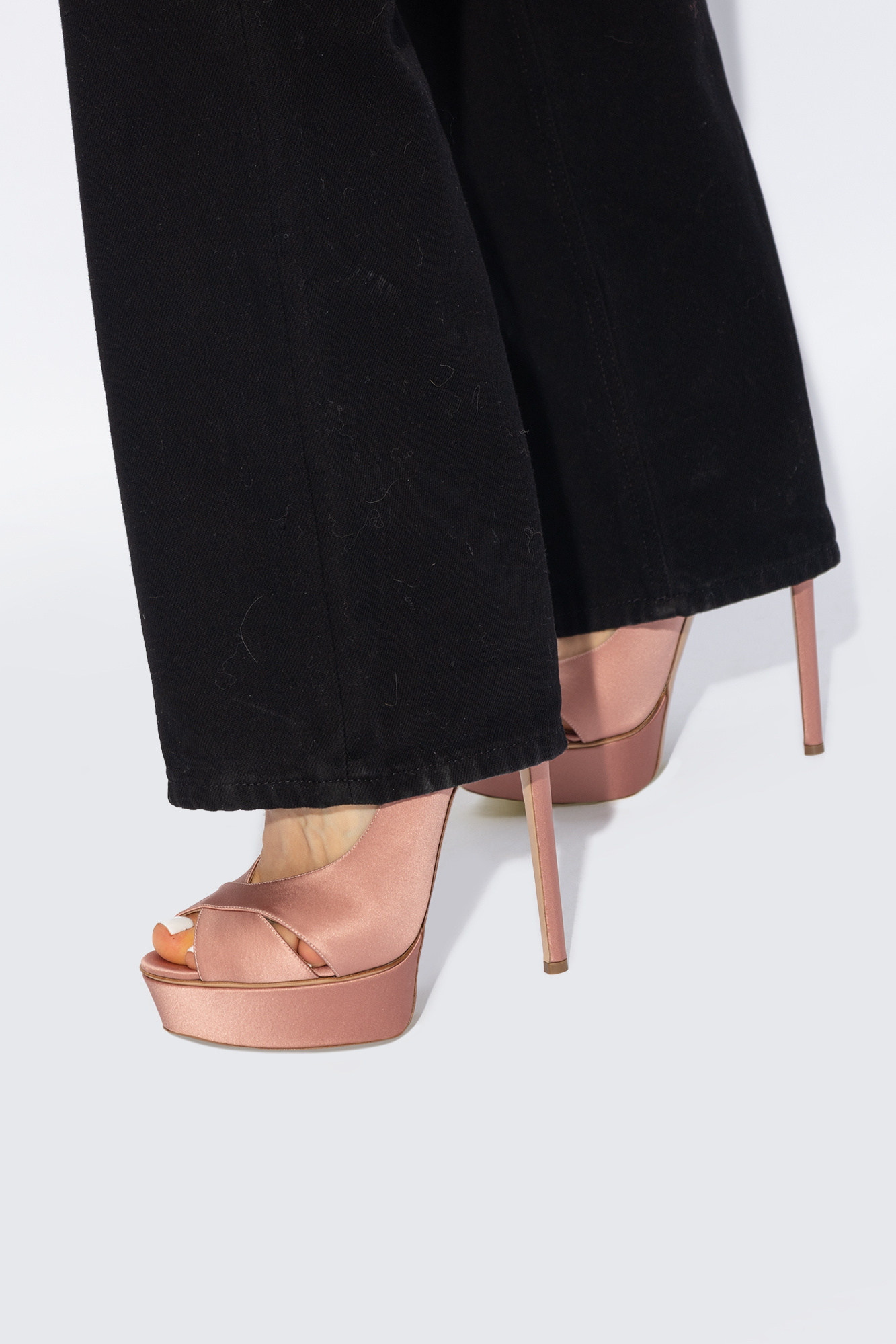 Casadei Flora Jolly 155mm Satin Sandals In Pink