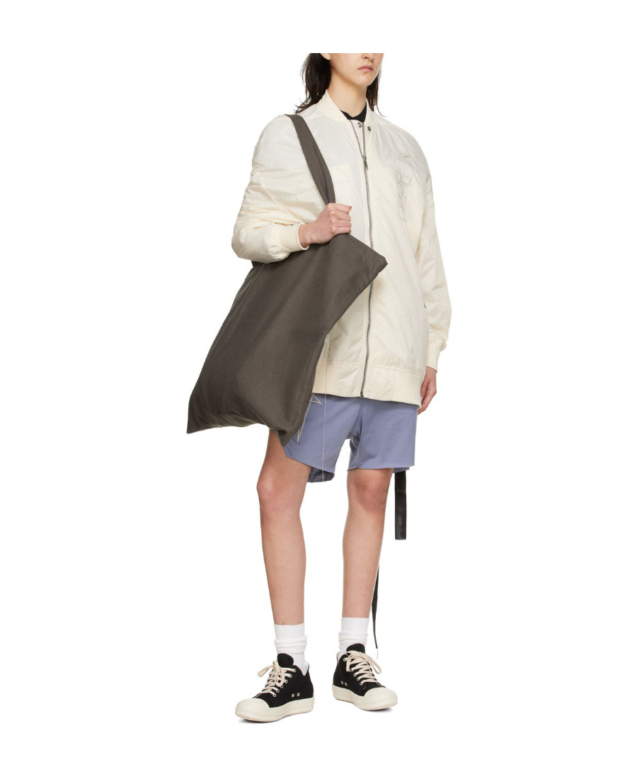 Rick Owens Drkshdw Off-white Nylon Bomber Jacket In White