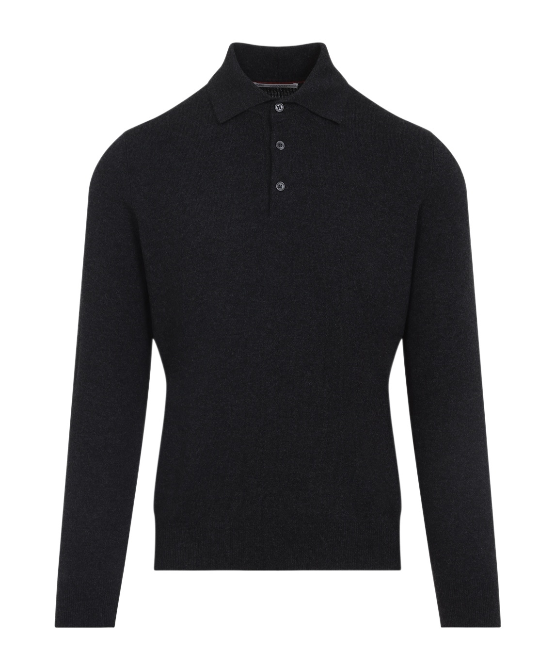 Brunello Cucinelli Cashmere Long Sleeve Polo In Black