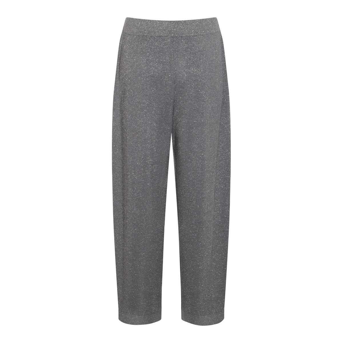 Brunello Cucinelli Ribbed Texture Elastic Waistband Shimmering Finish Trousers