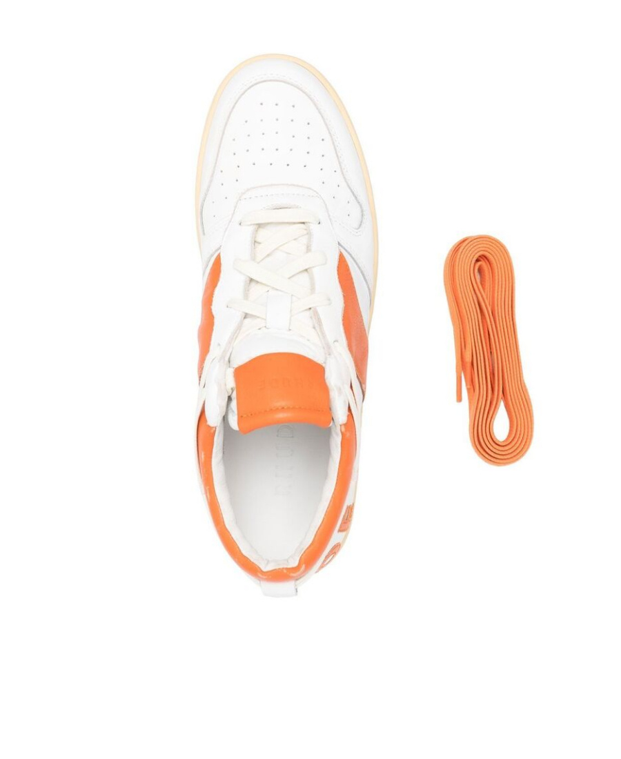 RHUDE LOGO-PATCH LEATHER SNEAKERS
