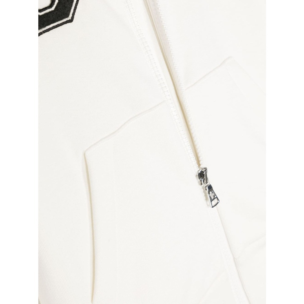 Moncler Logo-print Zip-up Hoodie In White
