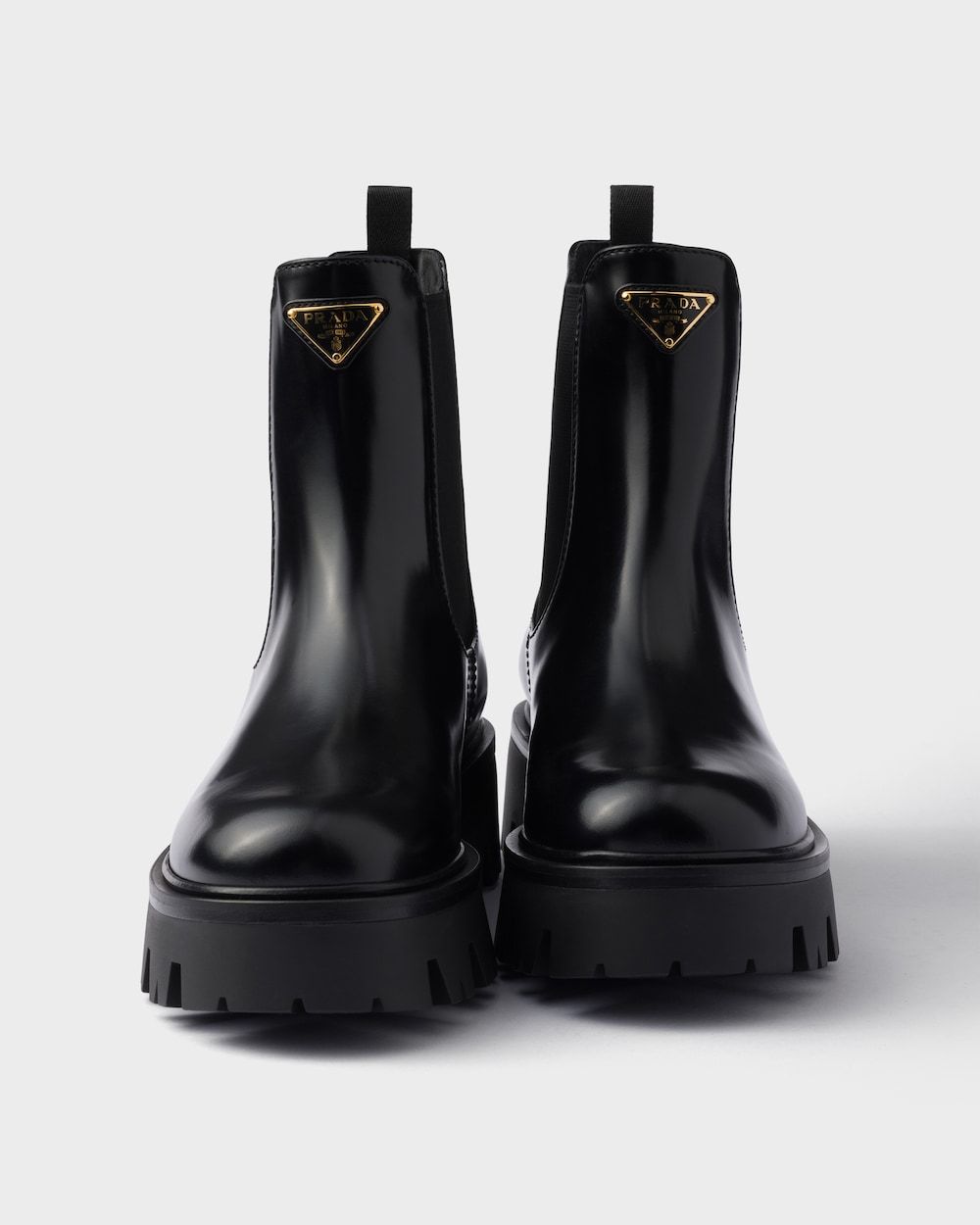 Prada 55mm Triangle-logo Chelsea Boots In Black