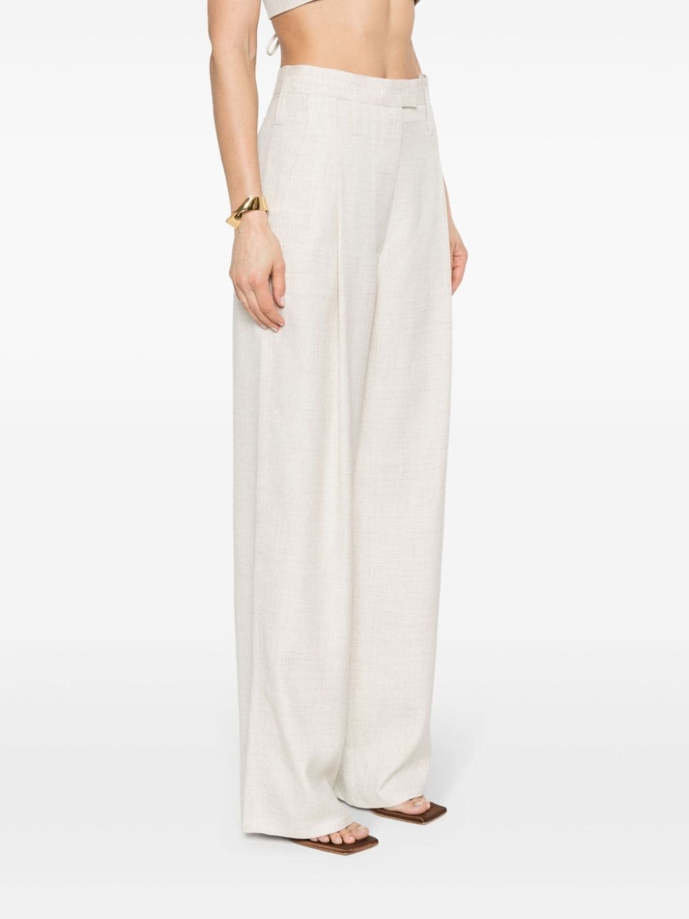 Philosophy Di Lorenzo Serafini Slub Pleated Straight Trousers In White