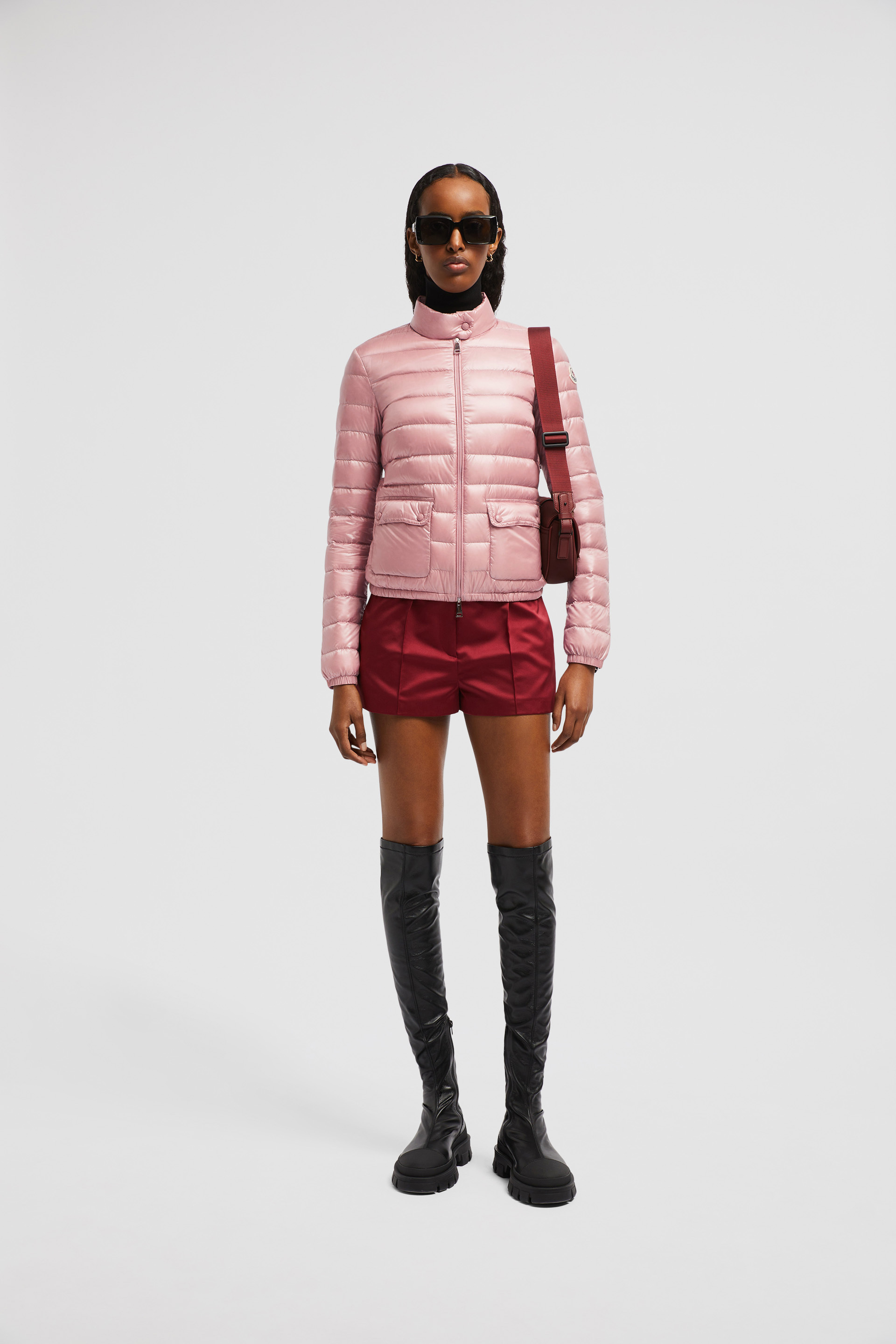 Moncler Lans Short Down Jacket In Pink