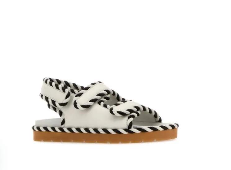 Bottega Veneta Two-tone Nappa Leather Jack Sandals In White