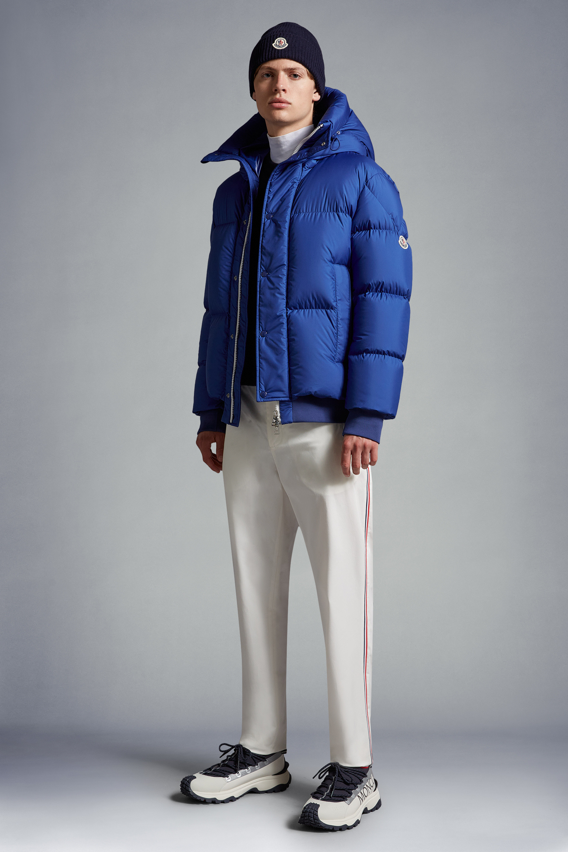 Shop Moncler Risler Quilted Hooded Puffer Jacket In Blue