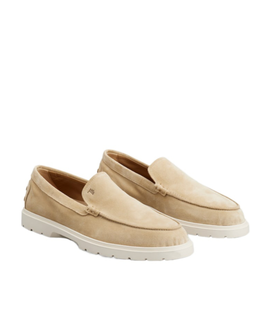 Tod's Sand Suede Loafers In Nude