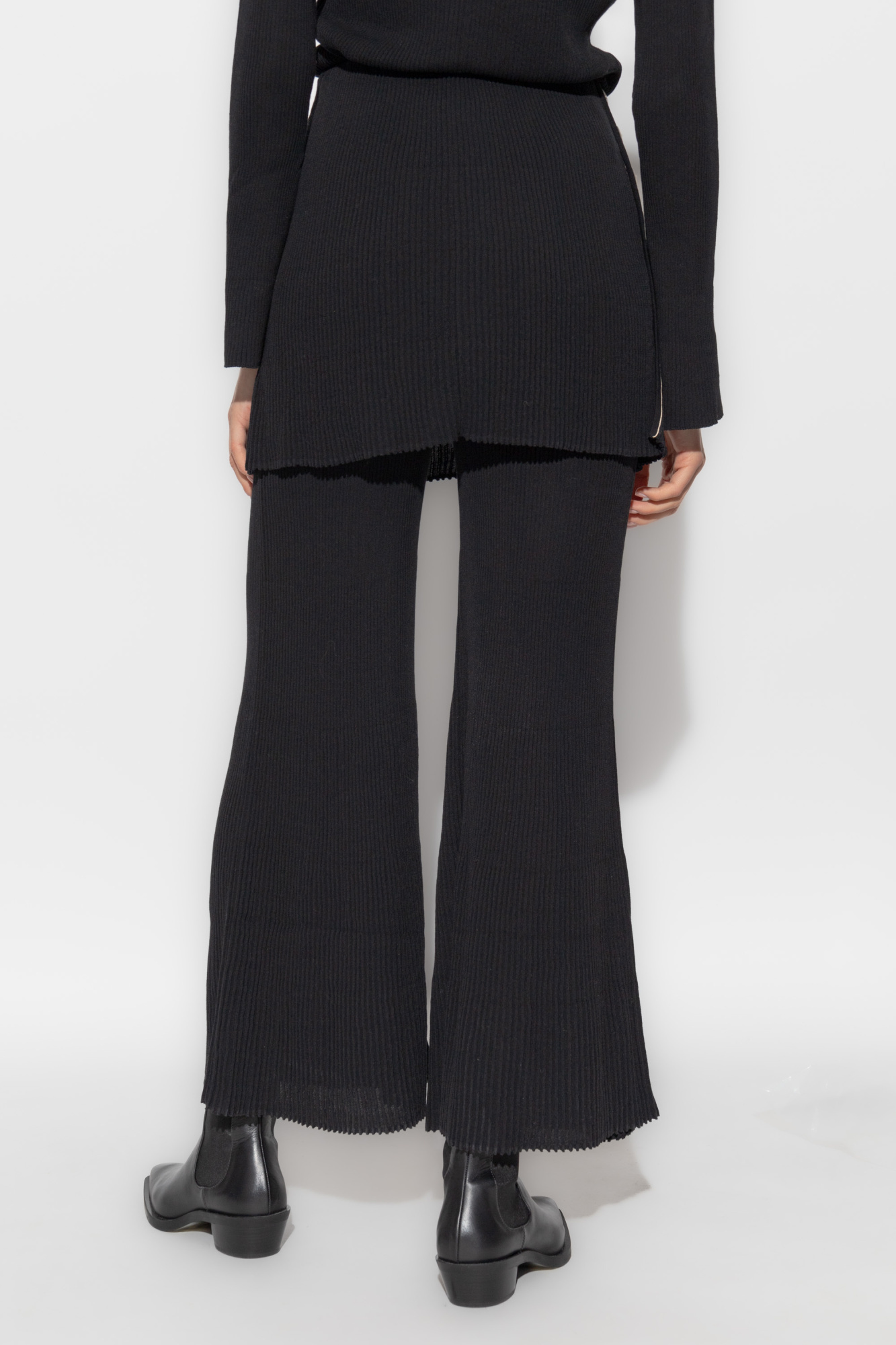 Shop By Malene Birger Bolone Skirted Wide-leg Trousers In Black