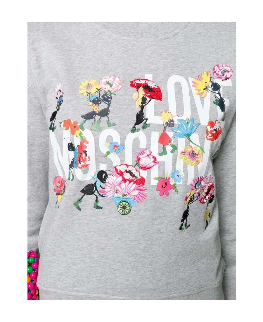 Moschino Logo Floral Sweater In White