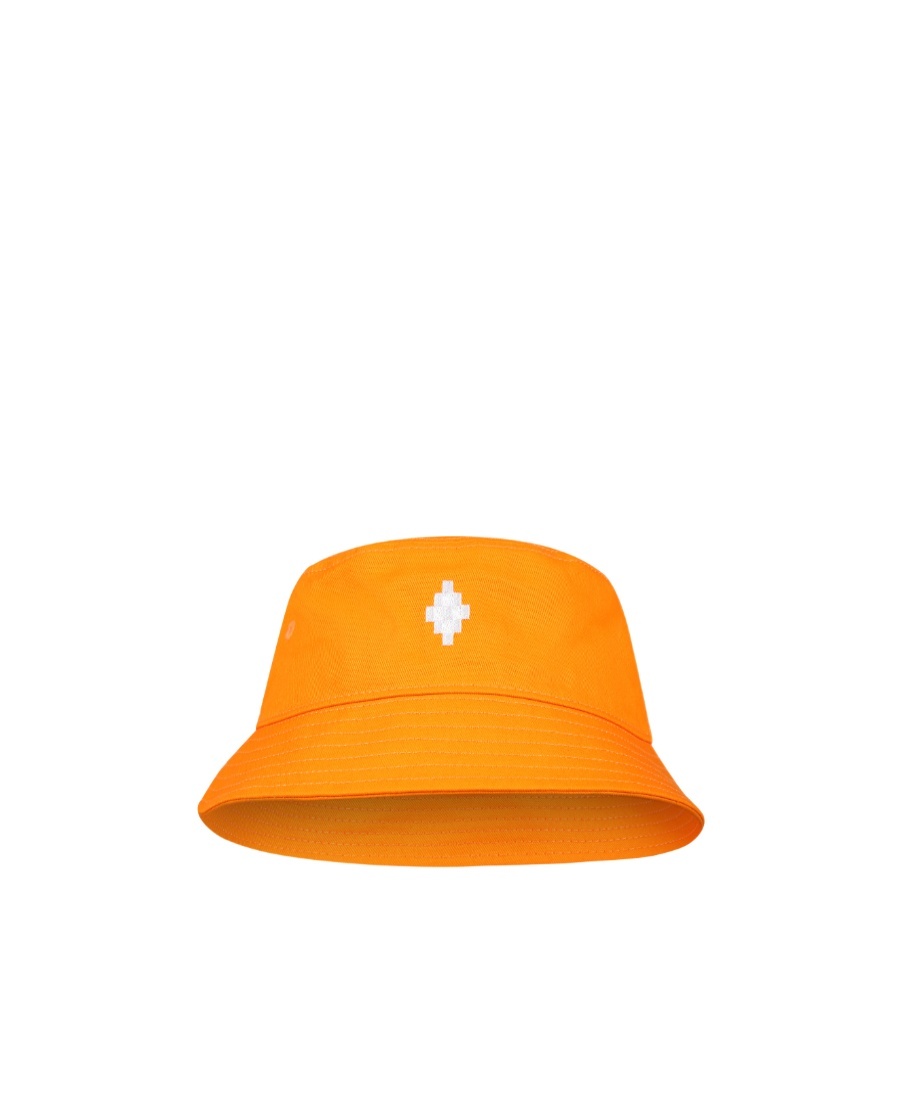 Shop Marcelo Burlon County Of Milan Logo-embroidered Cotton Sun Hat In Orange