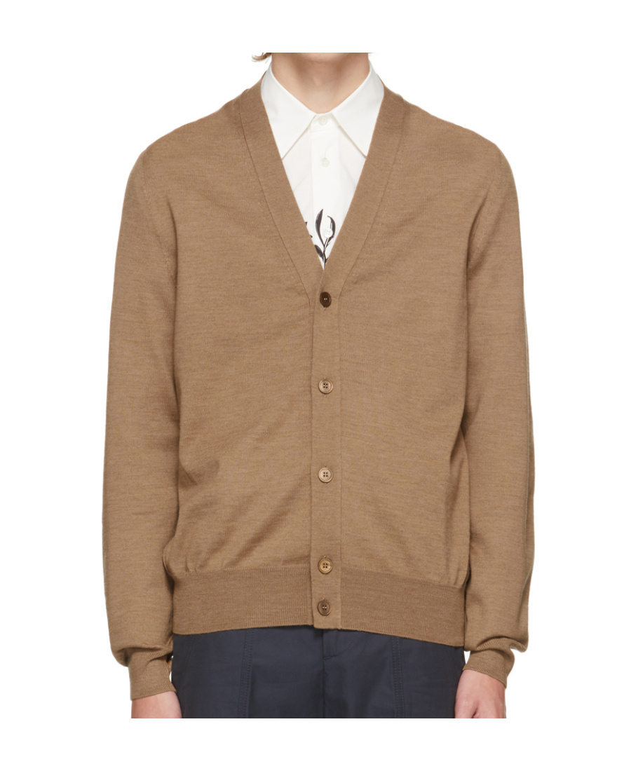 Alexander Mcqueen V-neck Button Knitted Cardigan In Brown