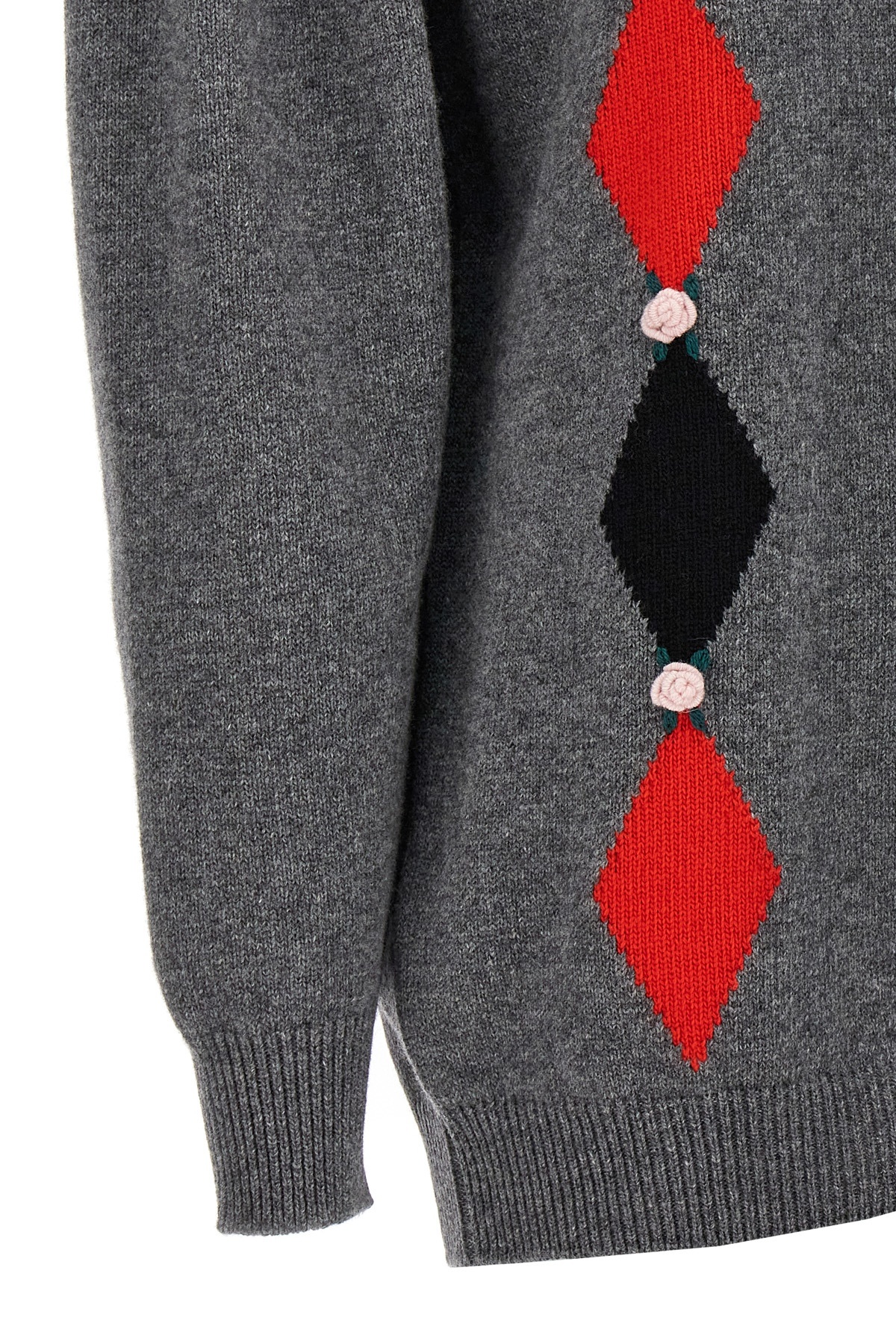 Shop Alessandra Rich Intarsia-patterned Wool Jumper In Black