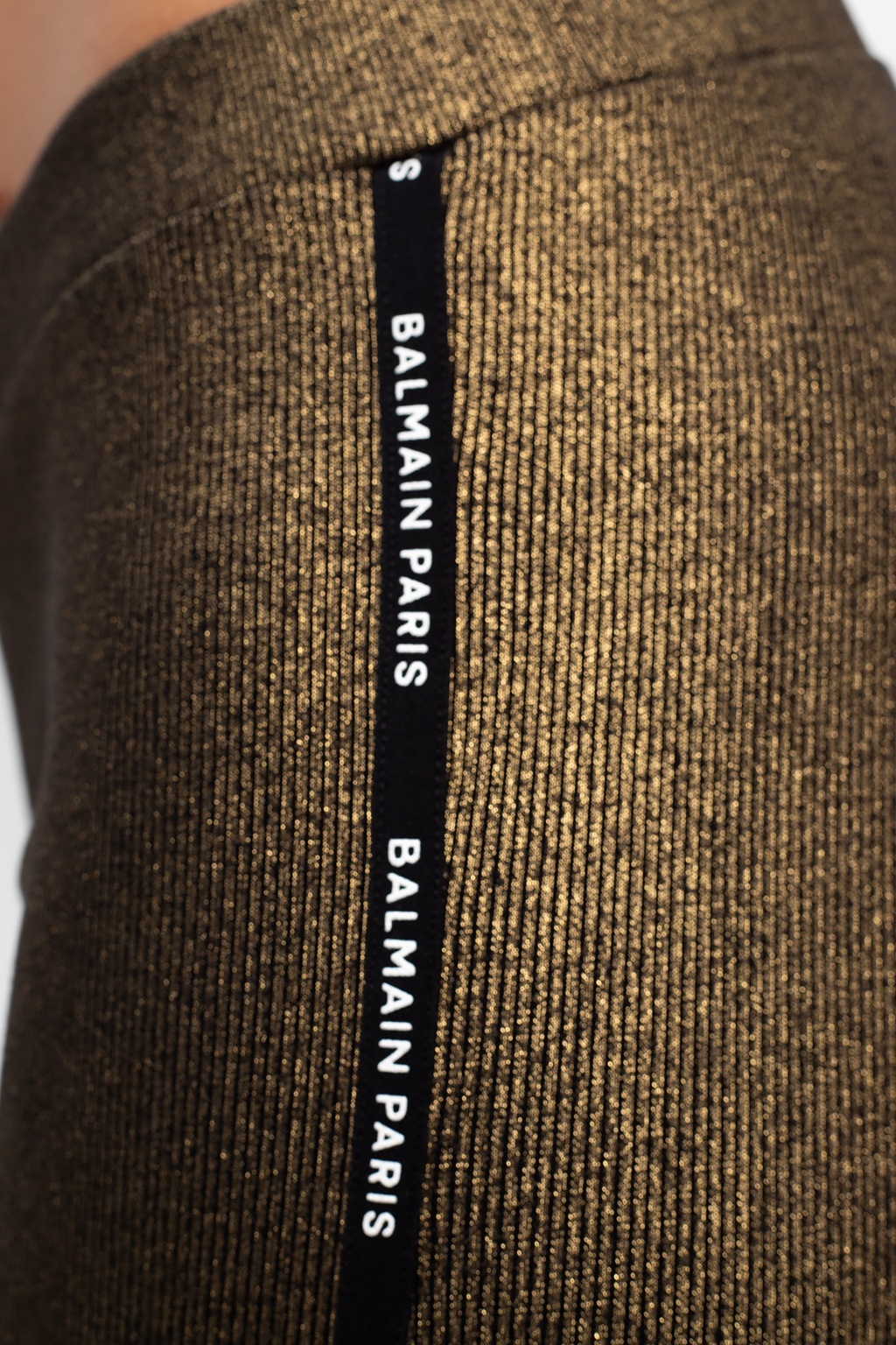 BALMAIN METALLIC FITTED LEGGINGS 