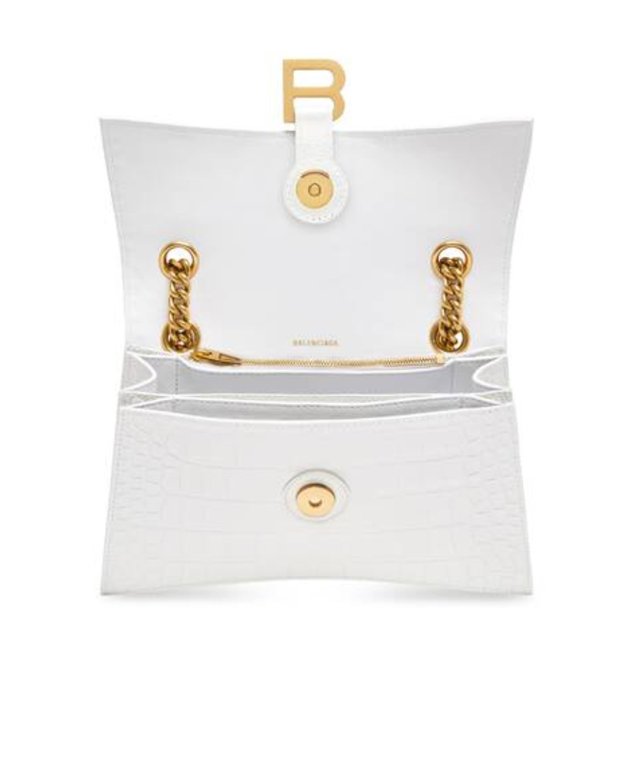 Balenciaga Crush Crocodile-embossed Crossbody Bag In White