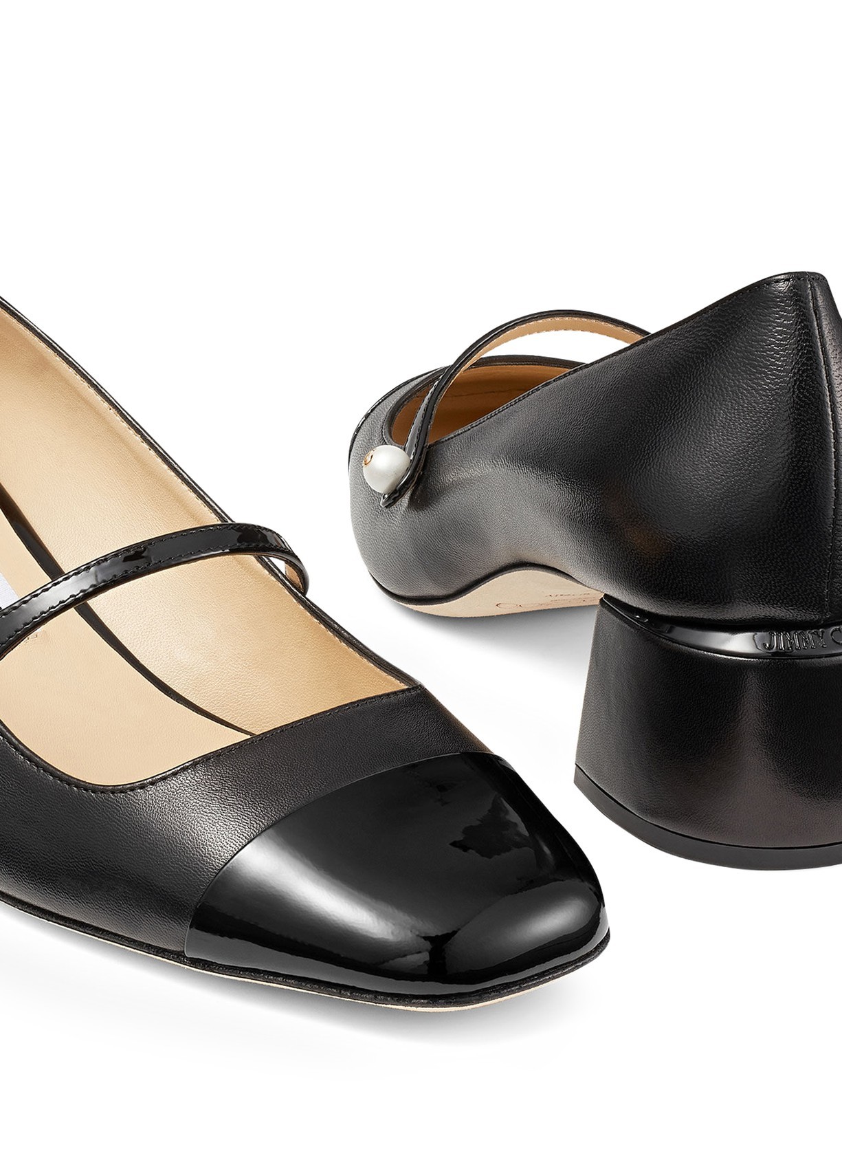Jimmy Choo 'elisa 45' Black Pumps With Pearl Detail In Black