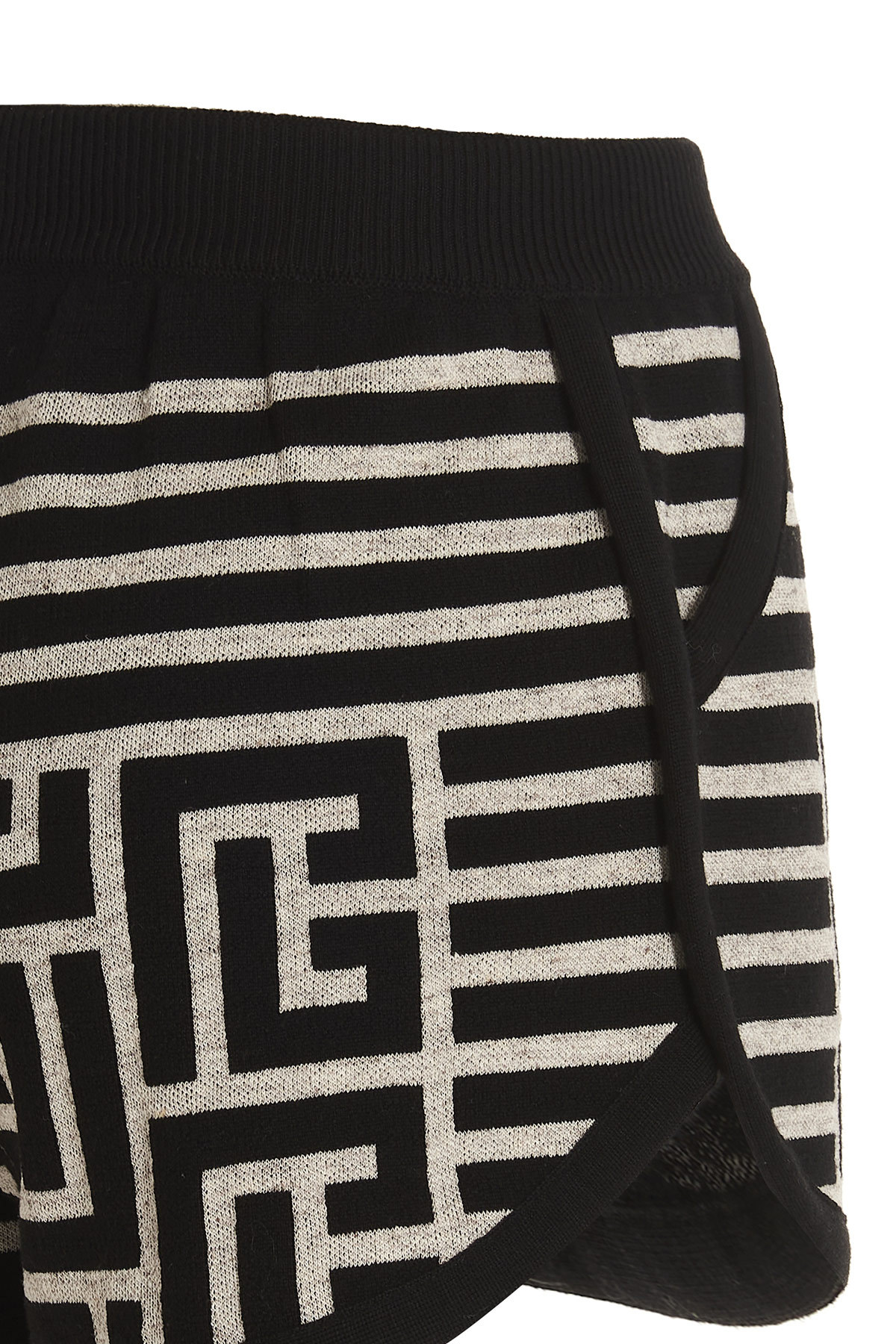 Balmain Monogram-jacquard Wool Shorts In Black