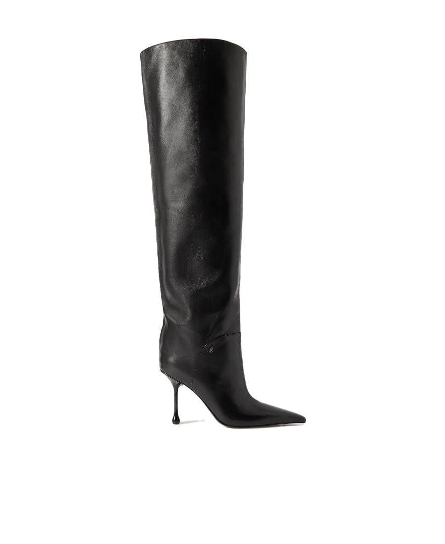 Jimmy Choo Cycas 95 Black Leather Boots In Black