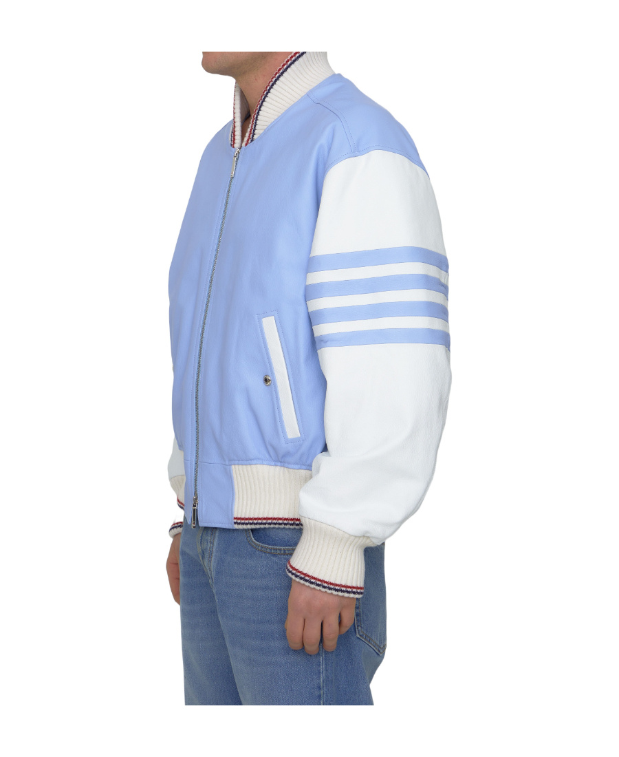 Thom Browne 4 Bar Stripe Bomber Jacket In Blue