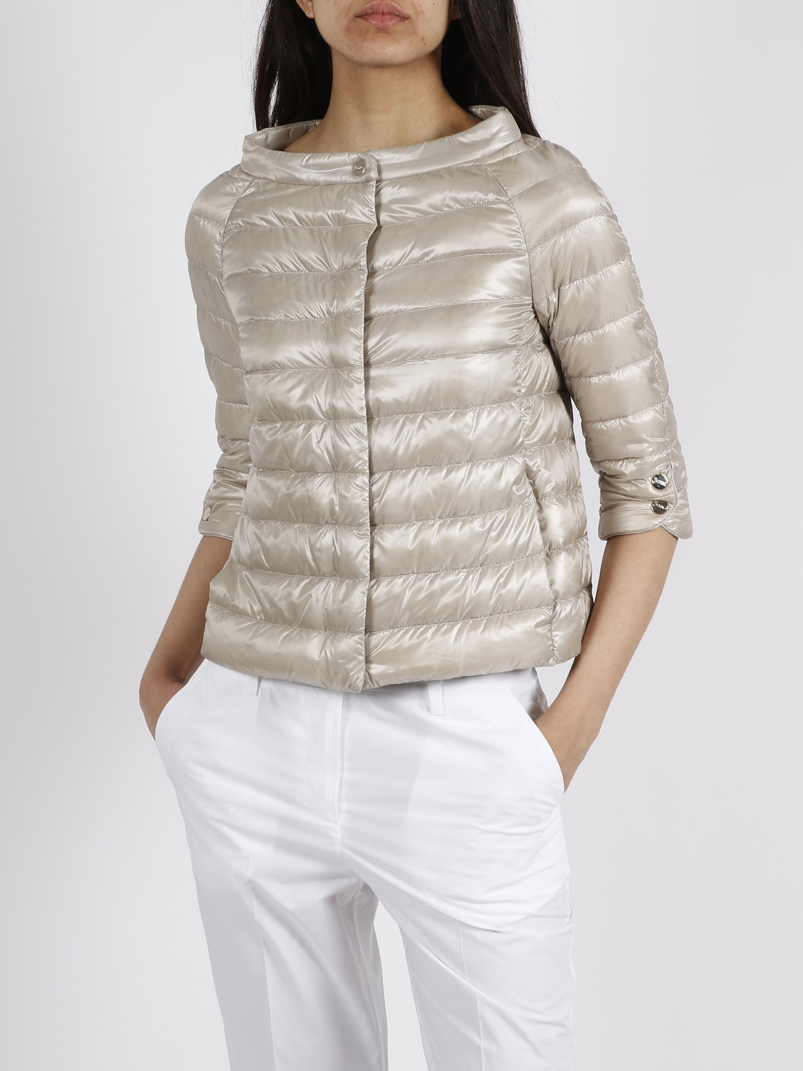 Herno Three-quarter-length Sleeve Puffer Jacket In White
