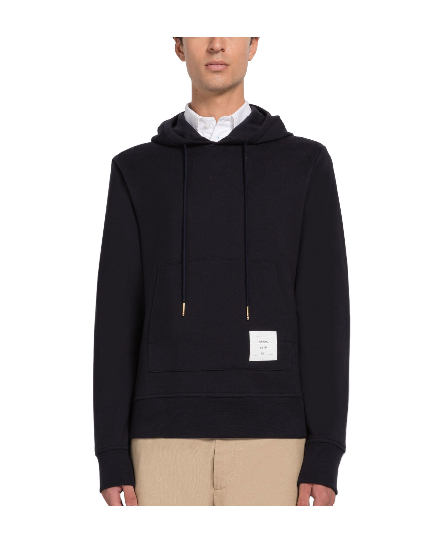 Thom Browne Oversized Hoodie Pullover With Rwb Tipping Stripe In Chunky Loopback Clothing In Black