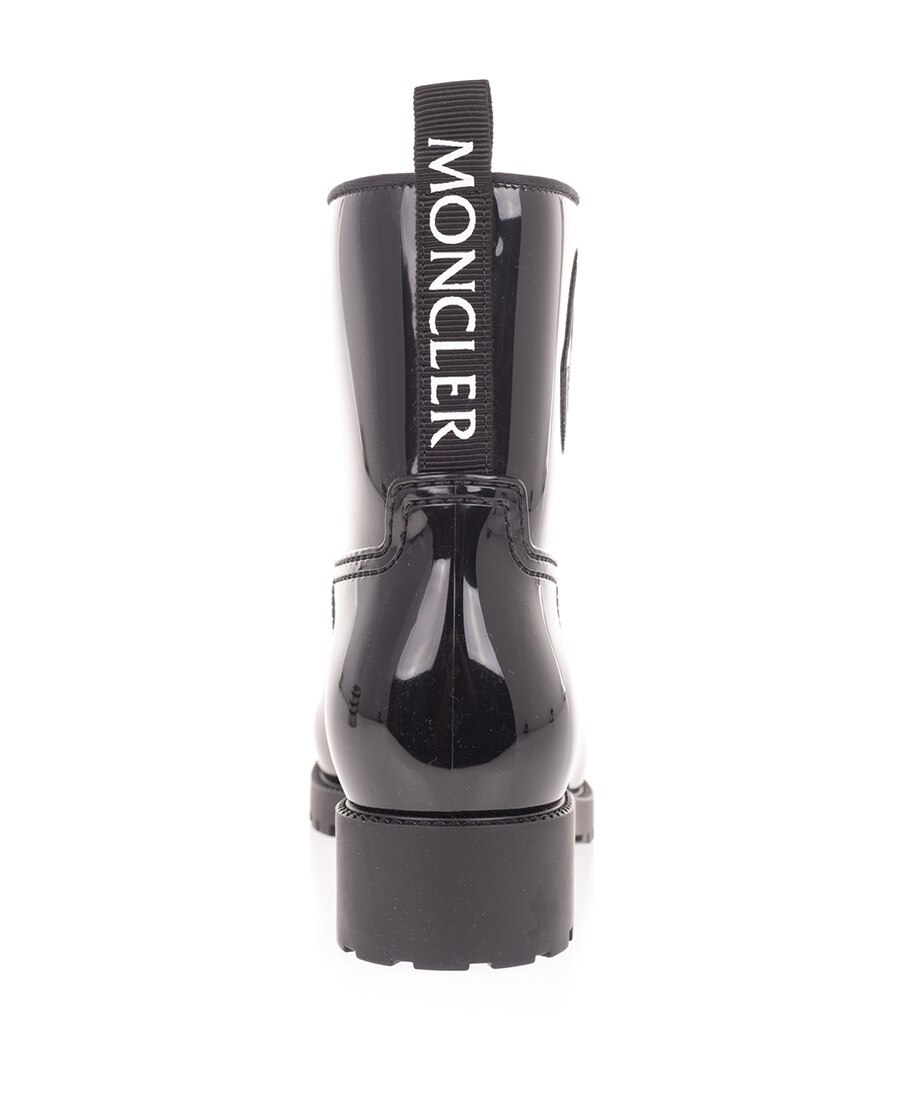 MONCLER LOGO-DETAIL PATENT-LEATHER ANKLE BOOTS 