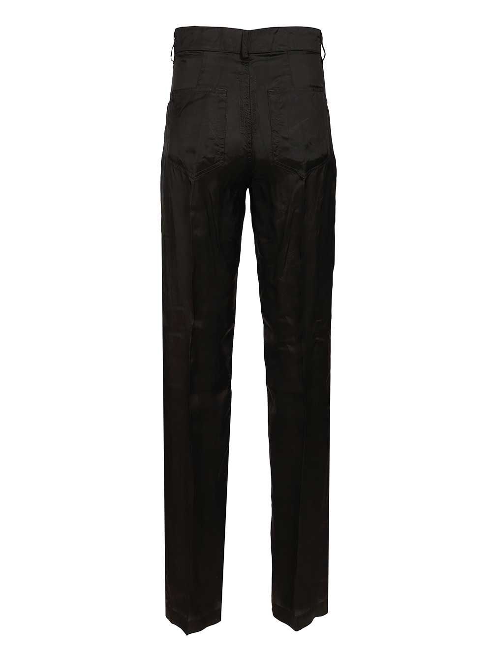 Rick Owens Geth Jeans In Fluid Cupro Twill Trousers Black In Black