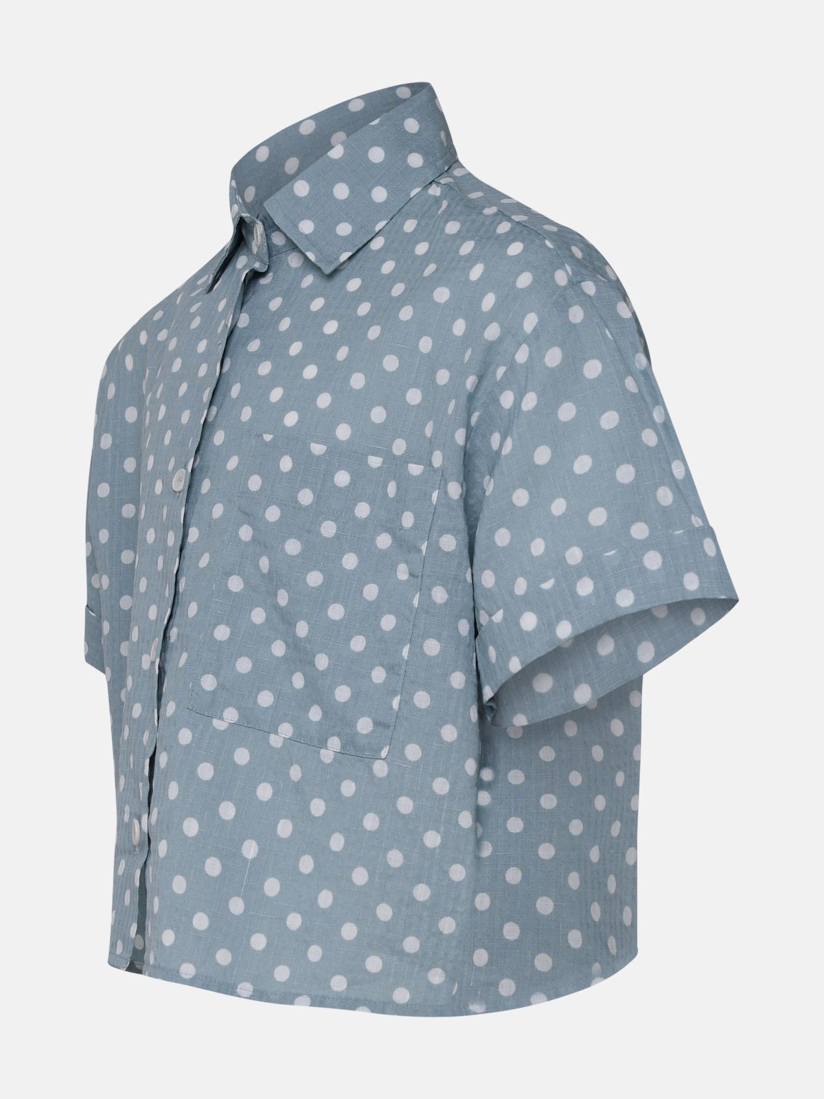 Aspesi Polka Dot-print Cropped Shirt In Gray