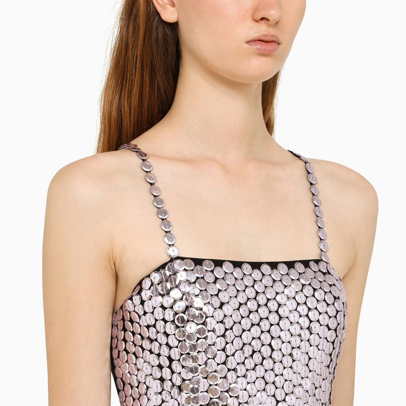 Attico Avery Embellished Square Neck Fringe Dress In Nude