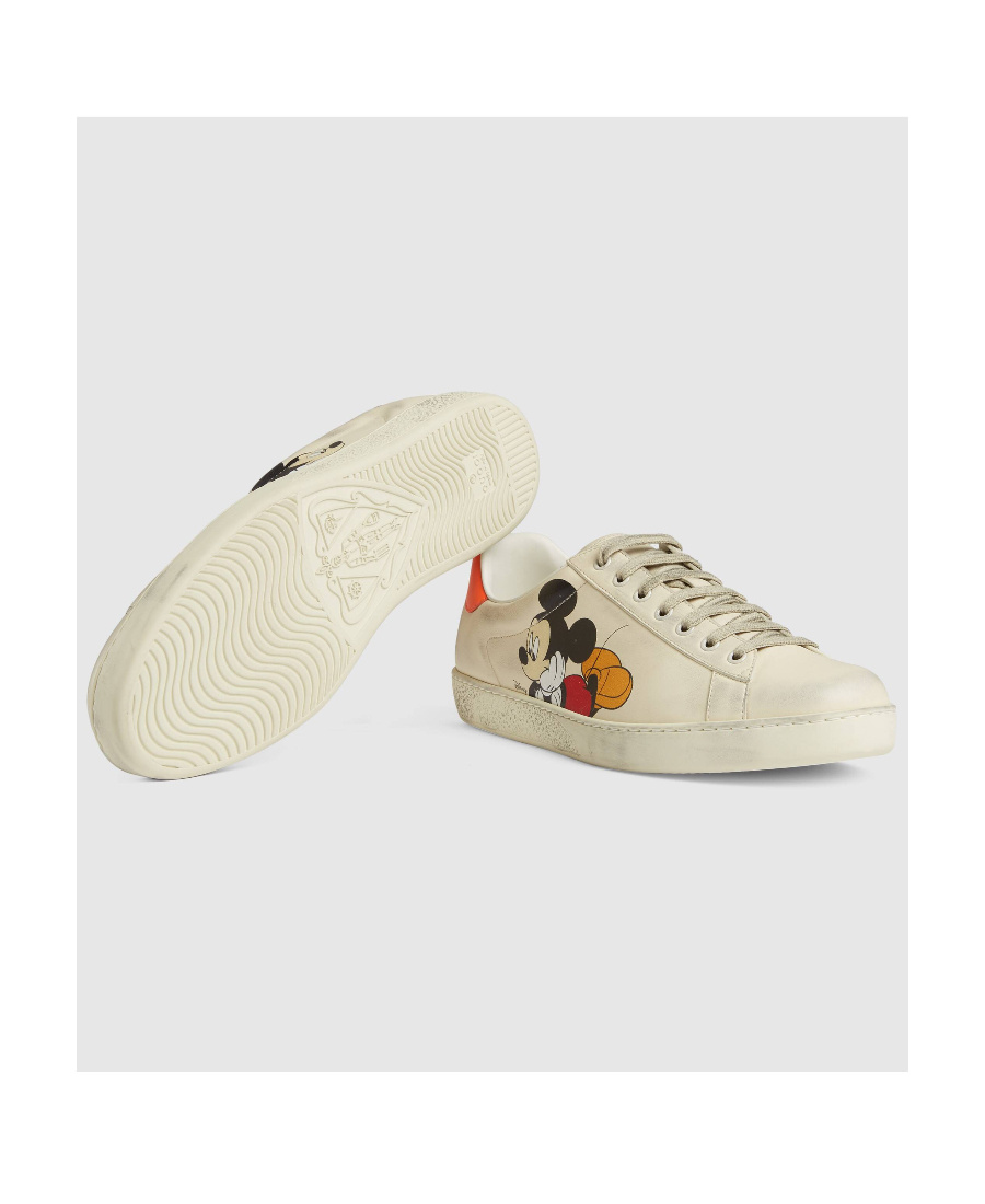 Shop Gucci X Disney Mickey Mouse Ace Low-top Sneakers In Nude