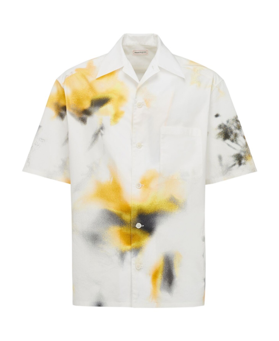 Alexander Mcqueen Obscured Flower Bowling Shirt In White