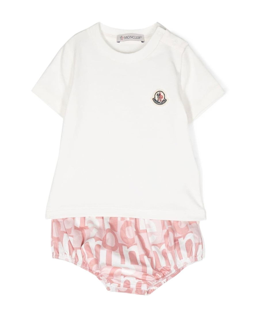 Moncler Monogram-print Bloomers Set In White