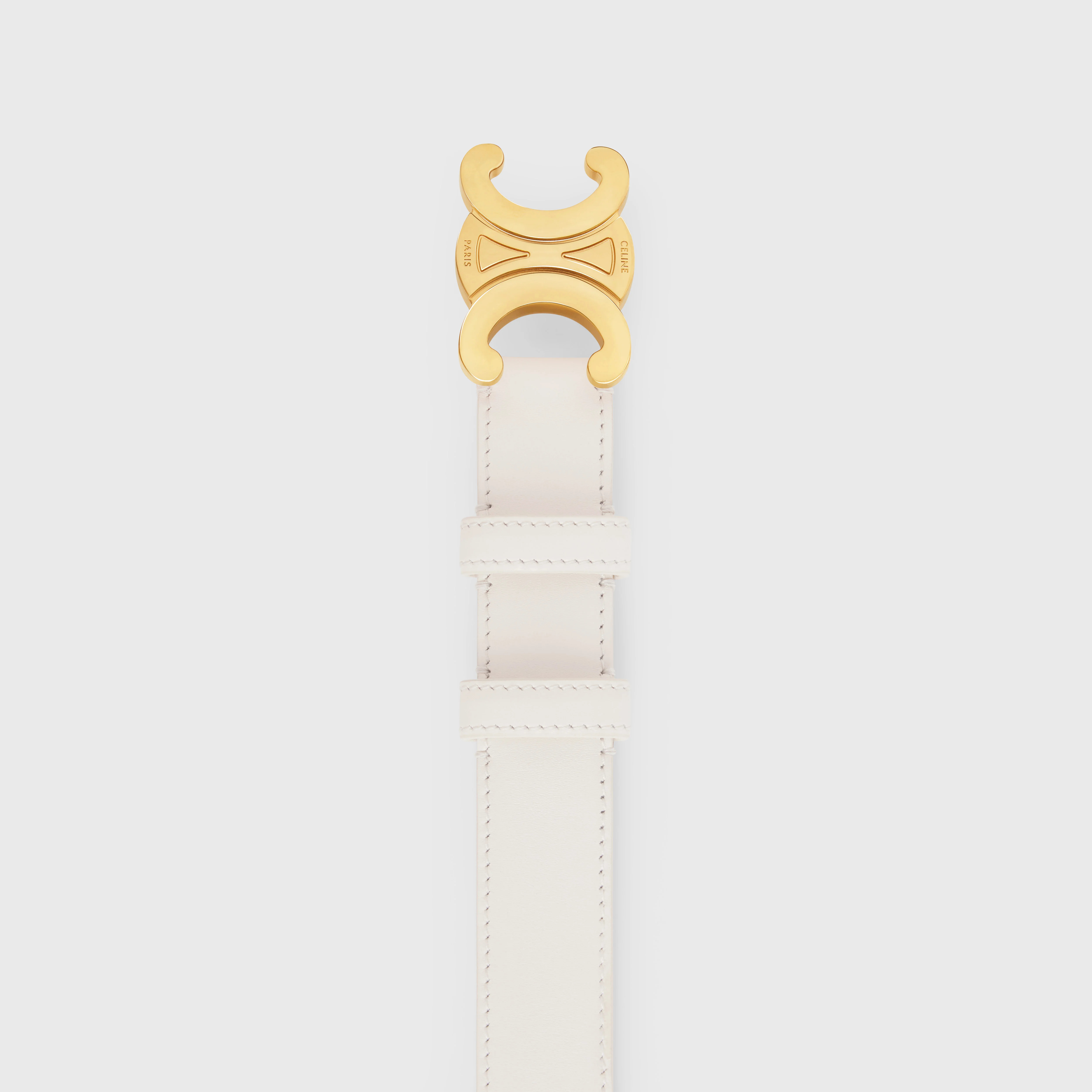 Celine Medium Triomphe Taurillon Belt In White