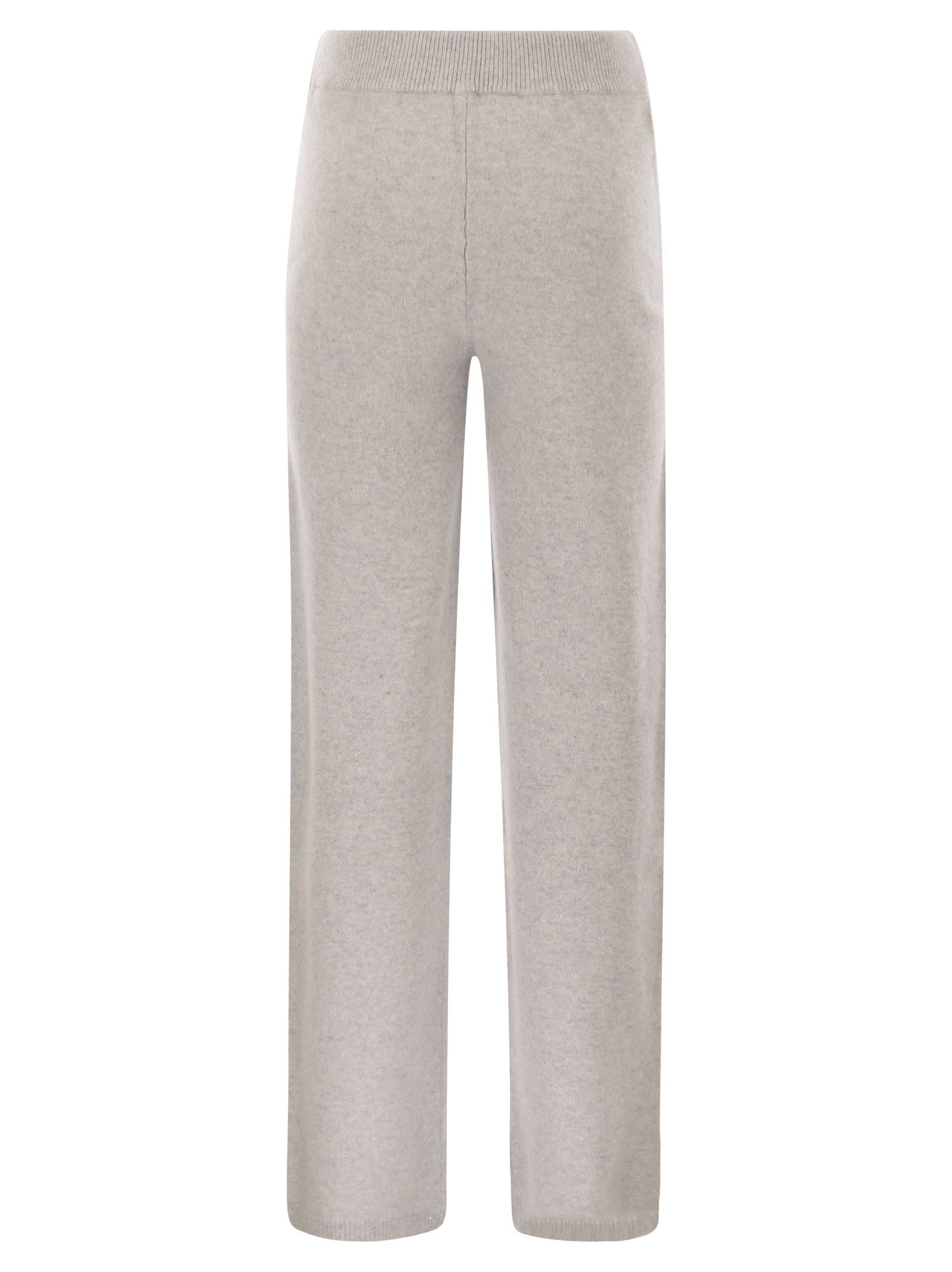 Peserico Wool And Cashmere Trousers With Lurex In Gray