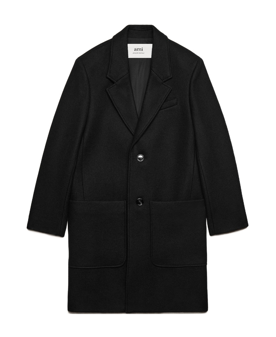 Shop Ami Alexandre Mattiussi Ami Paris Single-breasted Long Coat In Black