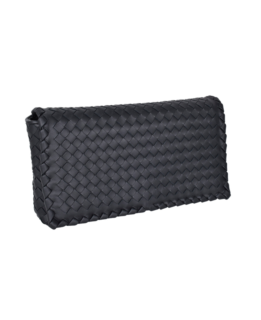 Bottega Veneta Intrecciato Woven Shoulder Bag In Black