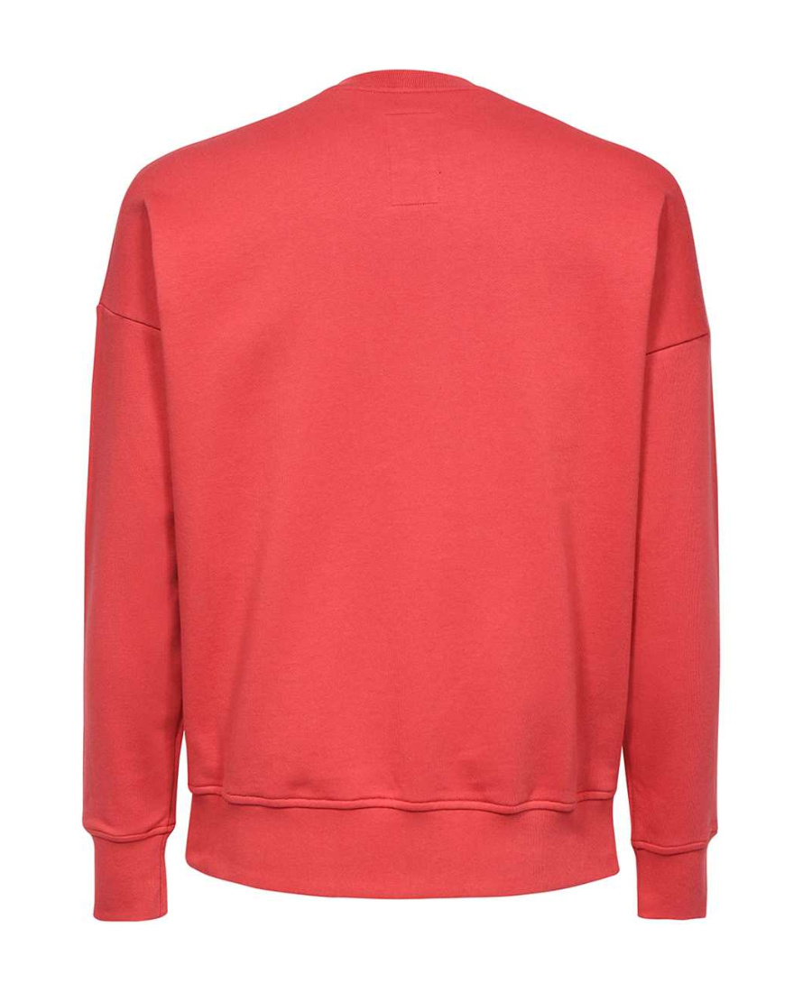 Rick Owens Crew-neck Cotton Sweatshirt Graphic Print In Red
