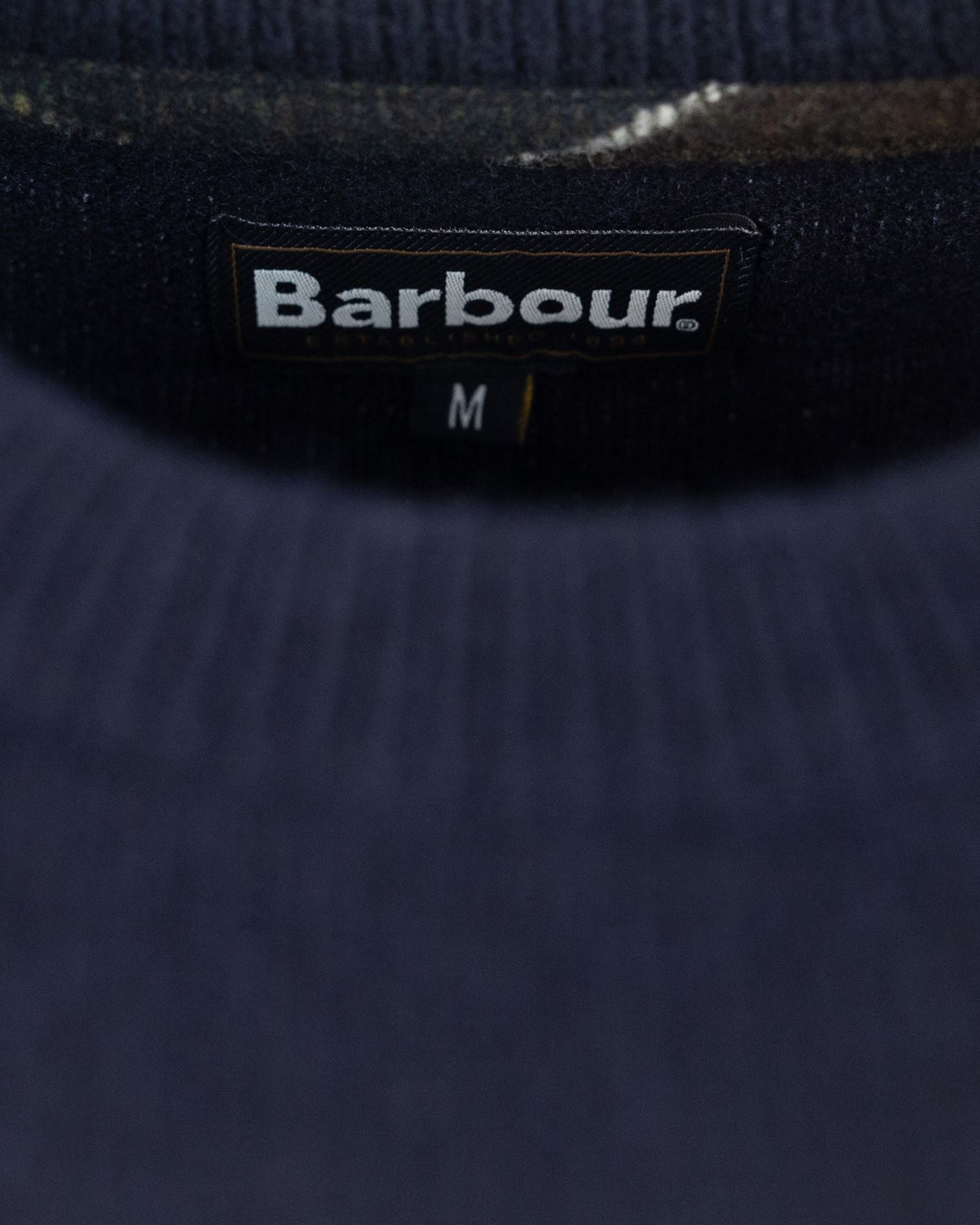 Barbour Checked-panel Crewneck Jumper In Blue