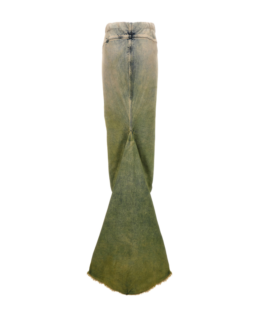 MONCLER X RICK OWENS GRADIENT-EFFECT DENIM MAXI SKIRT