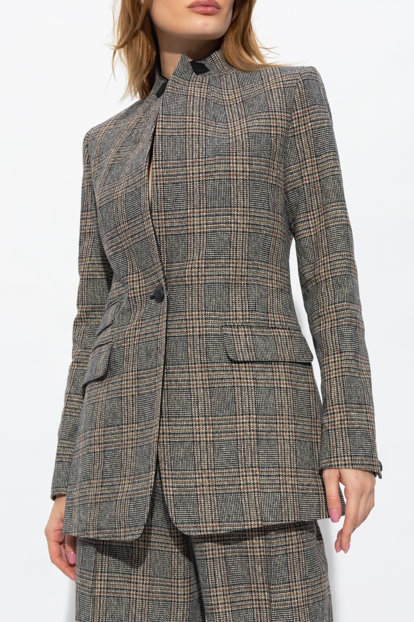 Rag & Bone Plaid-check Pattern Single-breasted Blazer In Gray