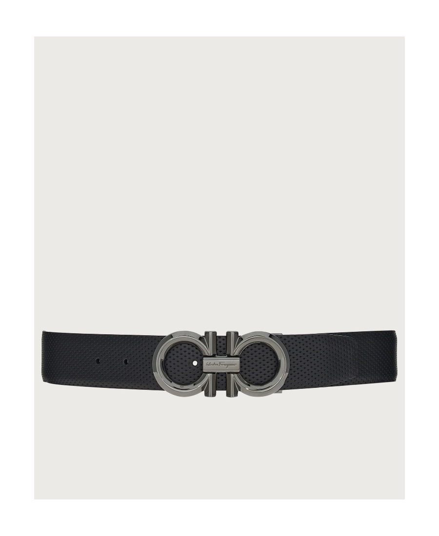 Ferragamo Double-sided Adjustable Gancini Belt In Black