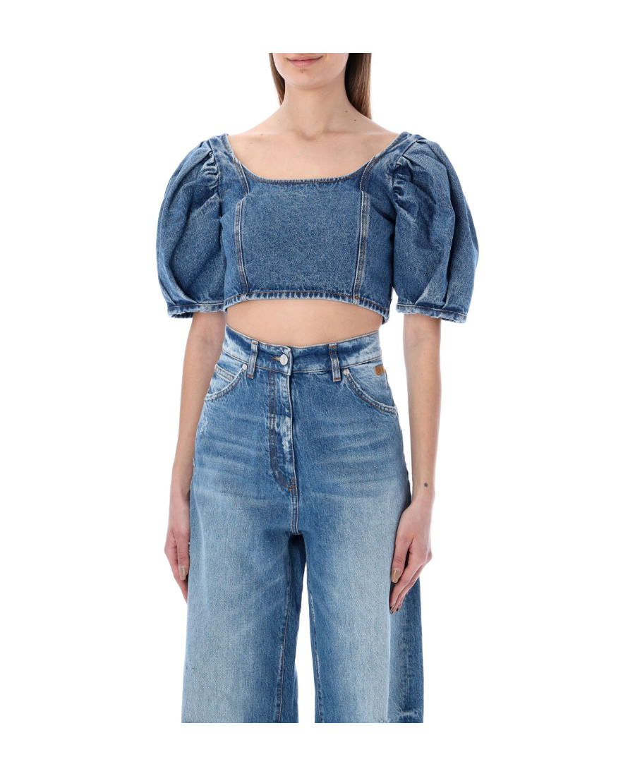 MSGM DENIM CROP TOP