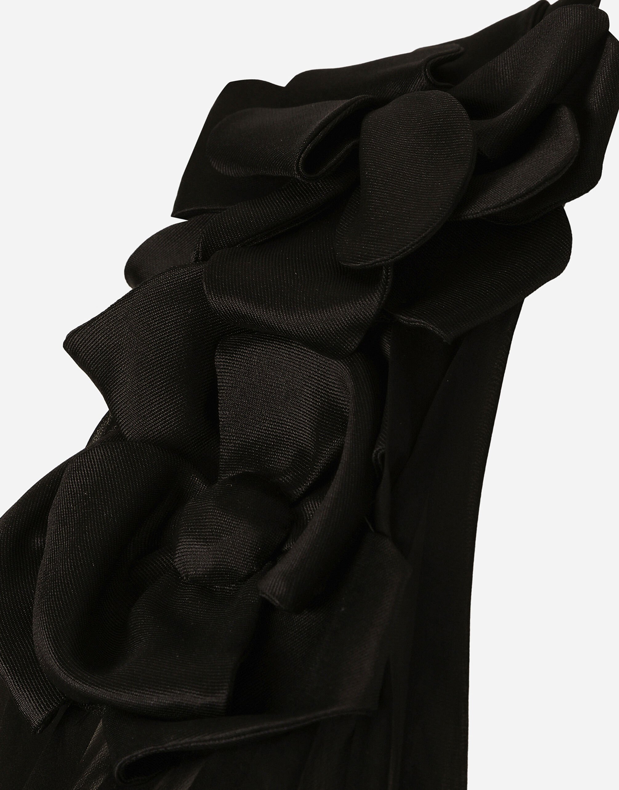 Dolce & Gabbana Long Chiffon Dress With Boning In Black