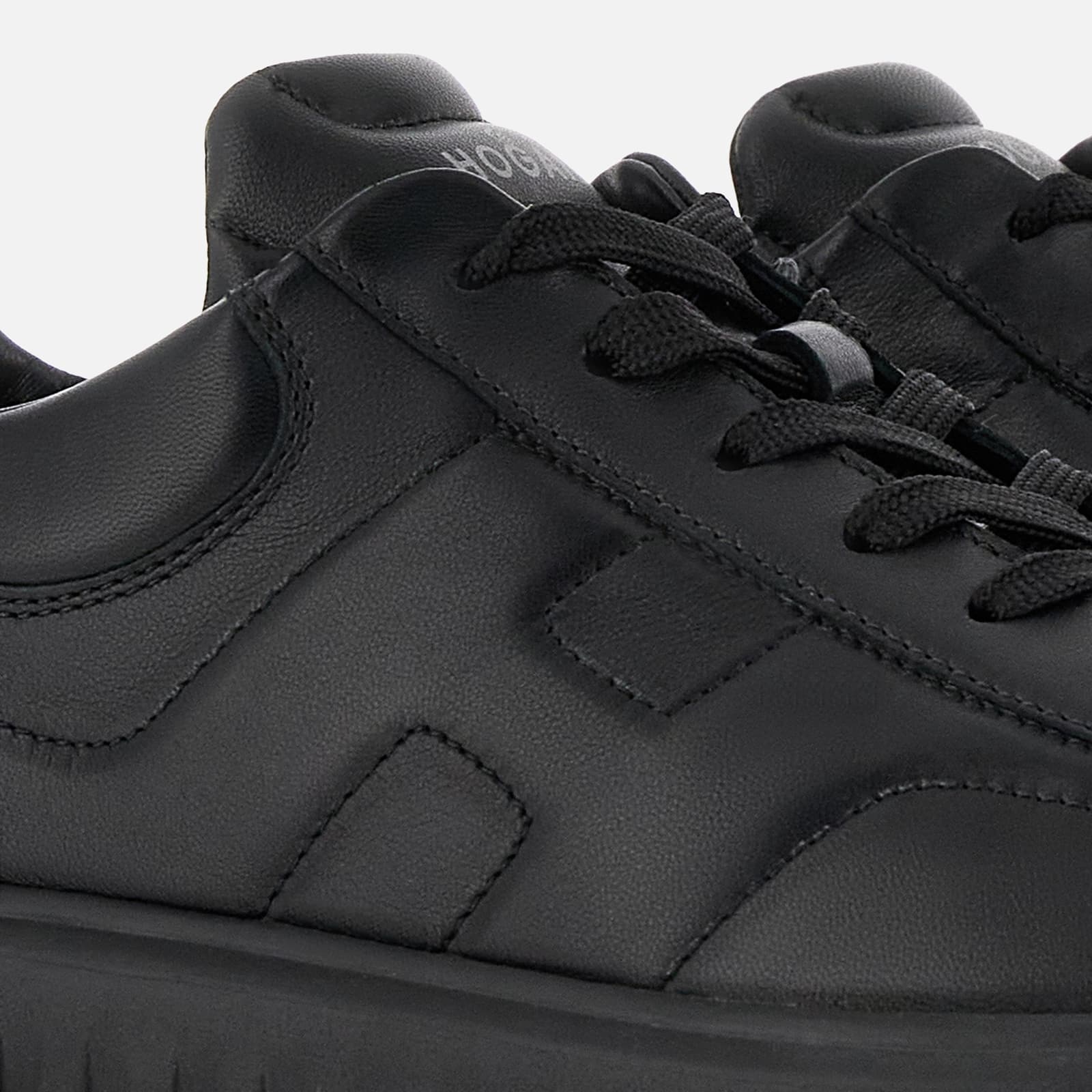 Hogan Leather H-stripes Tread Sneakers In Black